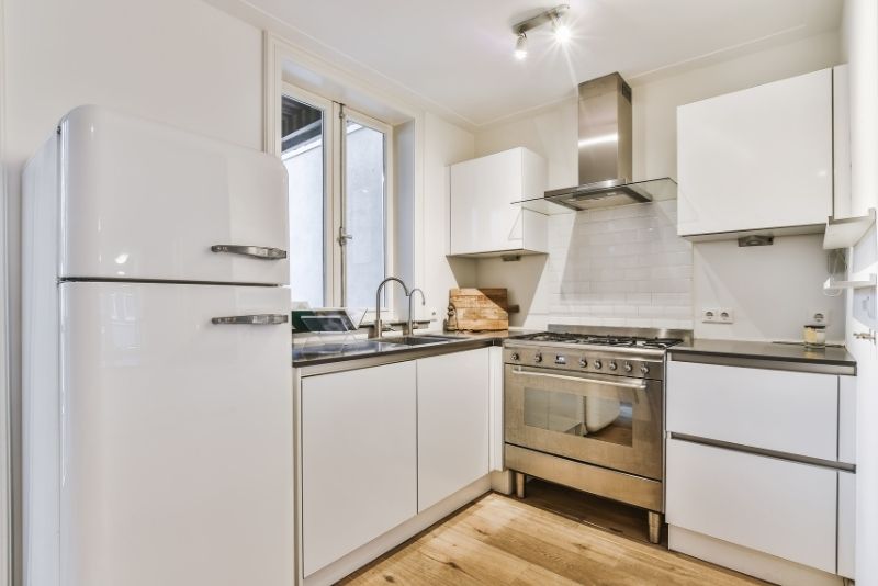 A white small budget kitchen