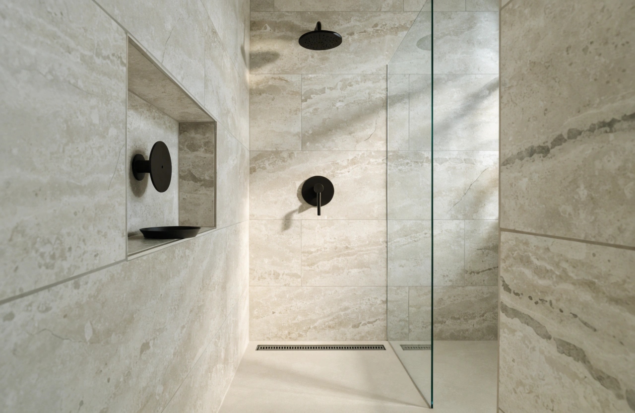 Frameless walk-in shower installation in a Wollongong bathroom renovation