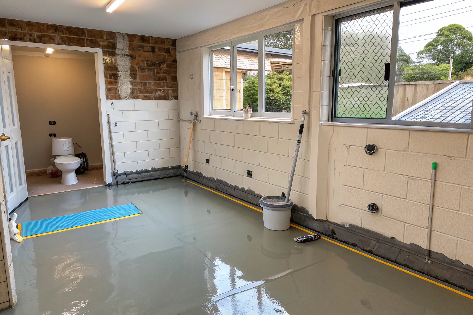 AS 3740 compliant waterproofing membrane applied during a Wollongong bathroom rebuild