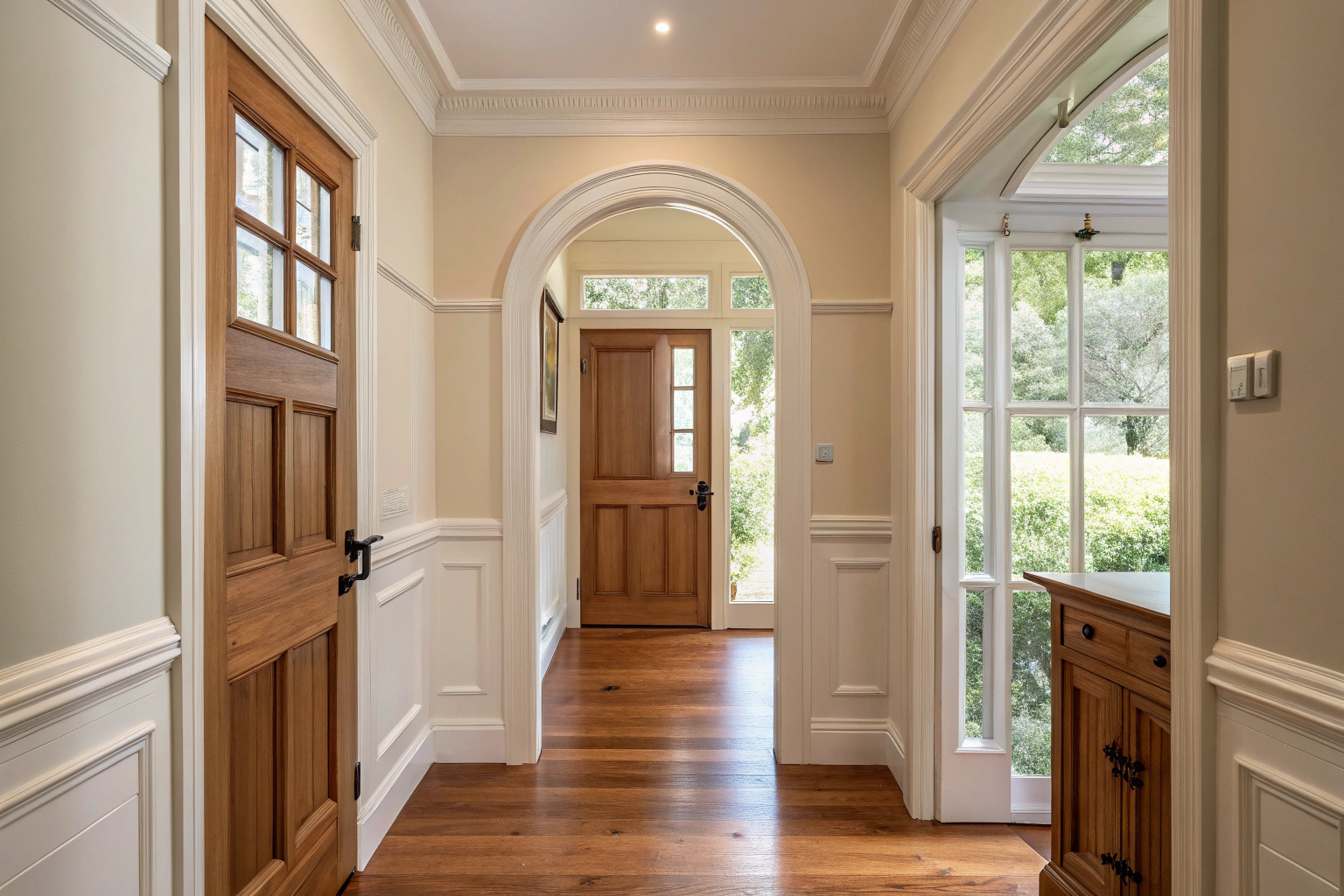 Custom solid timber interior door fitted in a Wollongong home