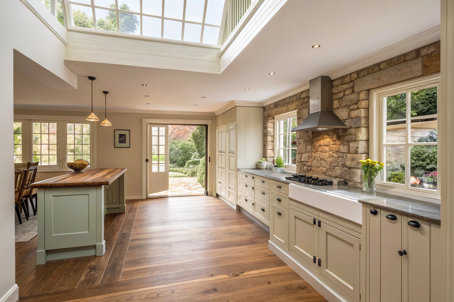 Kitchen extension interior flow and finishes