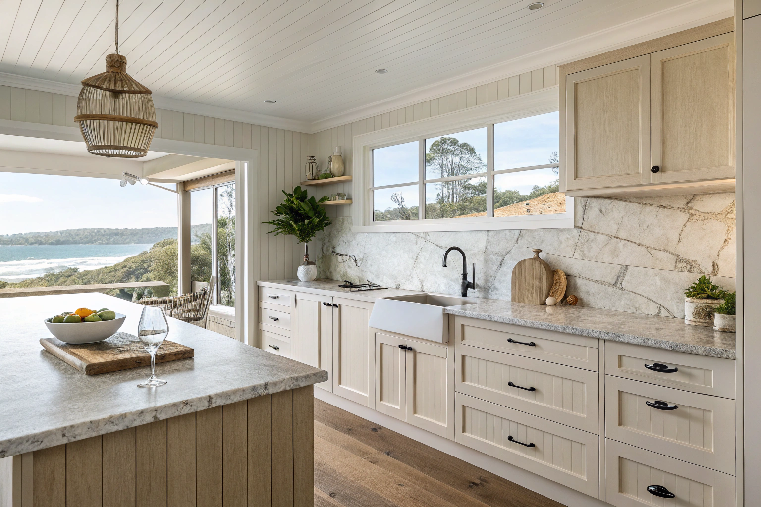 Materials and finishes for coastal homes kitchen in Wollongong