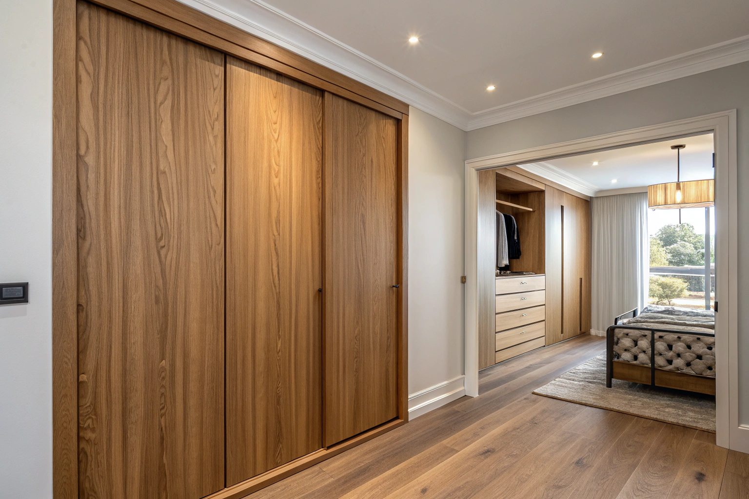 Timber veneer wardrobe cabinetry finish